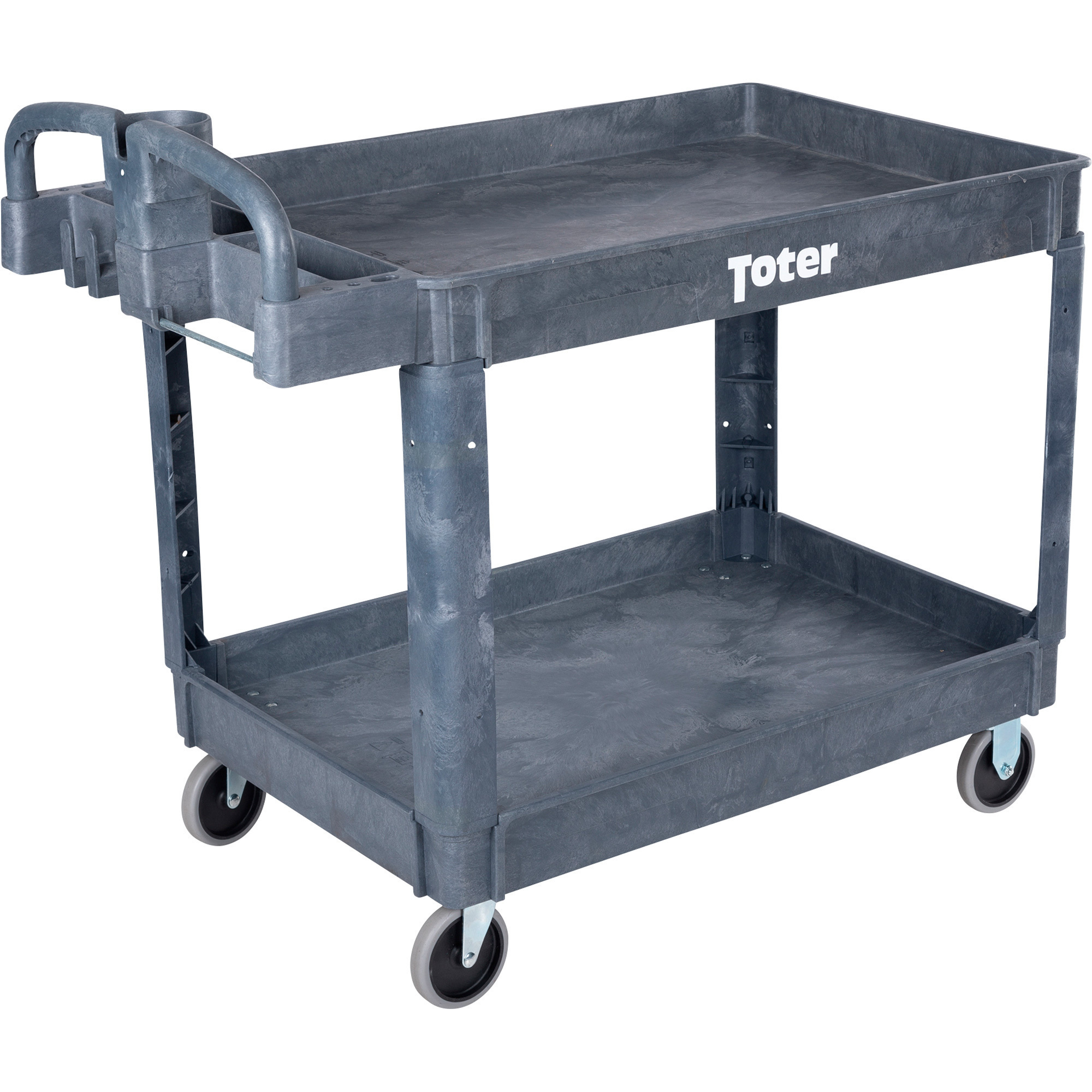 TOTER Flat Utility Cart with Lip - 550-Lb. Capacity, 44in. L x 26in. W x 34in. H, Structural Foam, Model# UCL00-E
